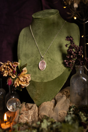 OOAK Rose Quartz & Iris pendant