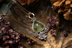 OOAK Prehnite pendant gold gilded details