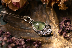 OOAK Prehnite pendant gold gilded details