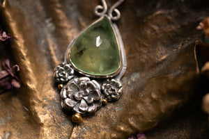 OOAK Prehnite pendant gold gilded details