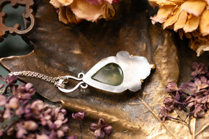 OOAK Prehnite pendant gold gilded details