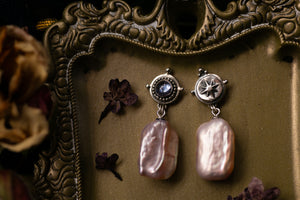 Pearl and Iolite star earrings