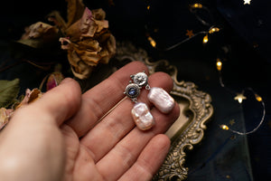 Pearl and Iolite star earrings