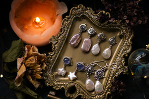 Moon & Star Pearl teardrop earrings