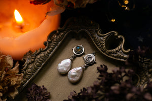 Labradorite and Pearl drop earrings