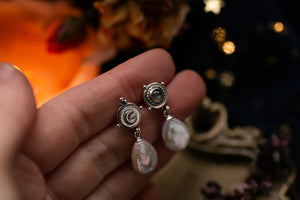 Labradorite and Pearl drop earrings