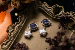 Starry night Iolite and Pearl earrings