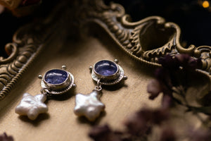 Starry night Iolite and Pearl earrings