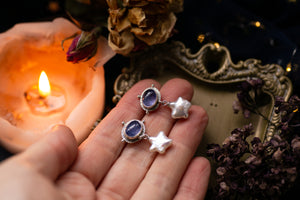 Starry night Iolite and Pearl earrings