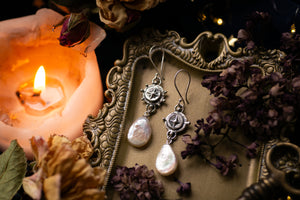 Moon & Star Pearl teardrop earrings