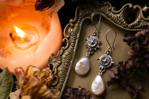 Moon & Star Pearl teardrop earrings
