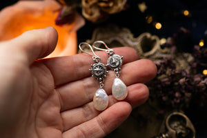 Moon & Star Pearl teardrop earrings