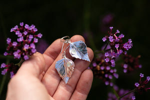 Birch leaf & Prehnite drop earrings ~ Growth & Transformation