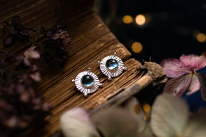 Blue London Topaz celestial inspired stud earrings