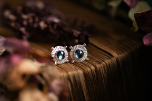 Blue London Topaz celestial inspired stud earrings