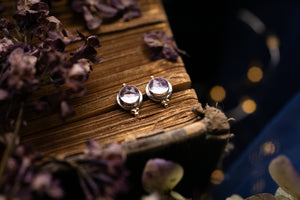 Lavender Amethyst studs with 18k gold beads