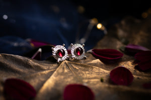 Rhodolite garnet celestial stud earrings