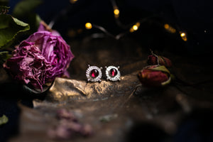 Rhodolite garnet celestial stud earrings