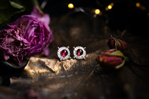 Rhodolite garnet celestial stud earrings