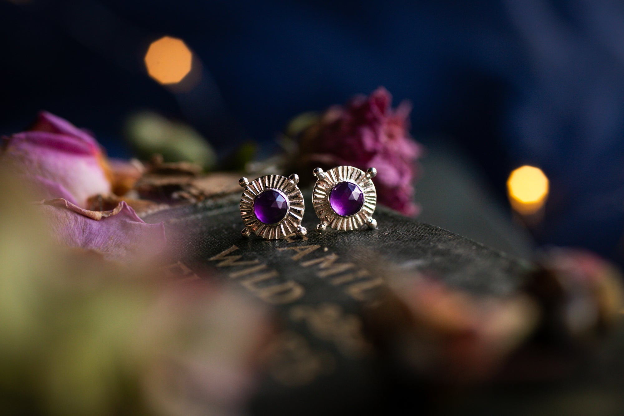 Sterling silver Amethyst stud earrings