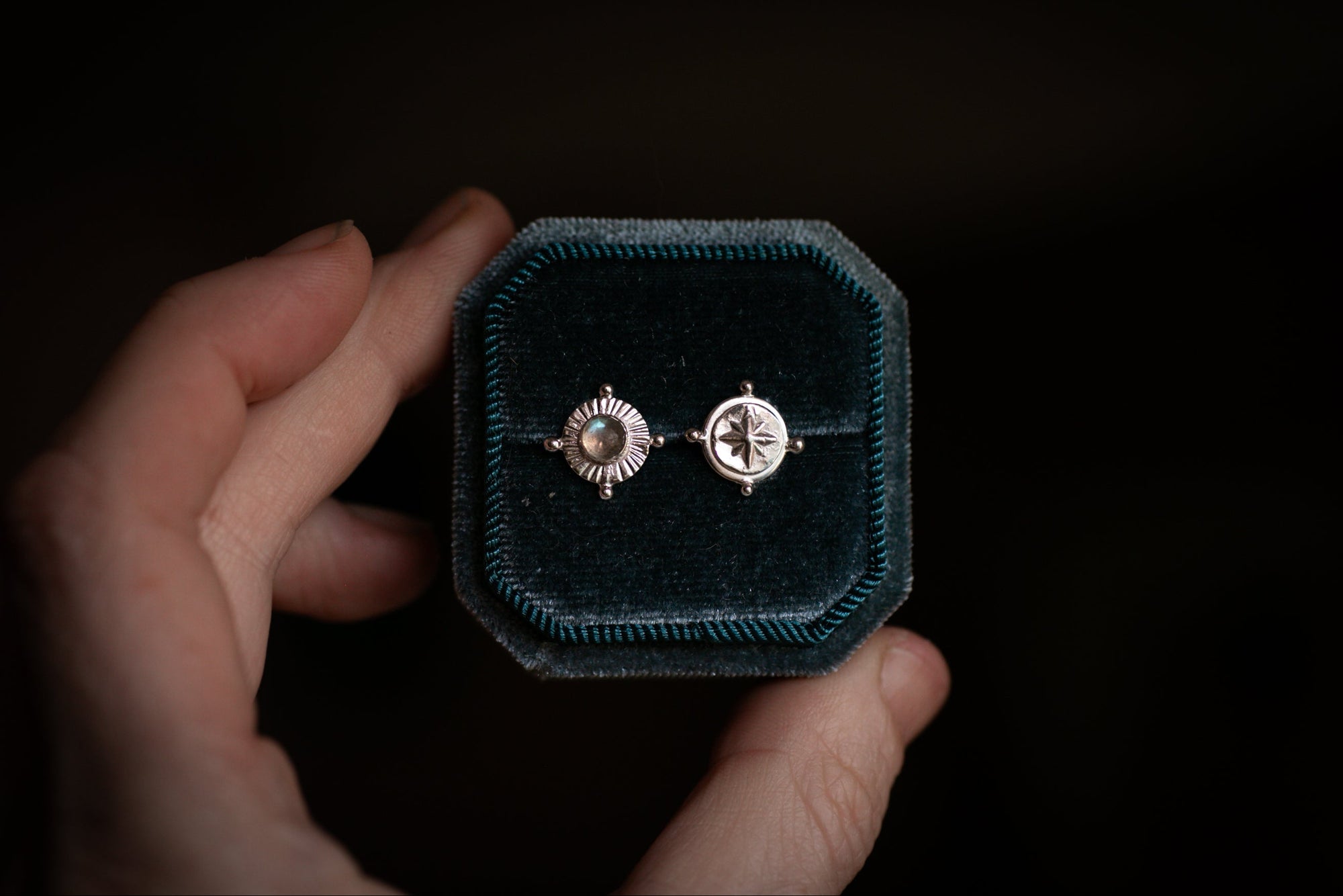 Labradorite & North star stud earrings