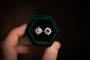 Rhodolite garnet and north star stud earrings