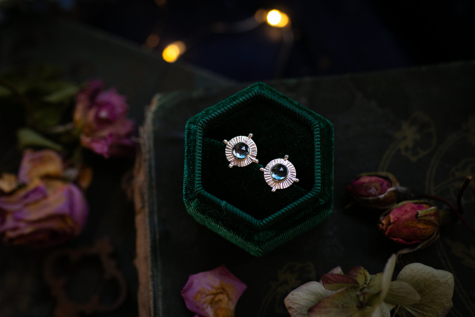 Blue London Topaz celestial inspired stud earrings