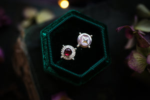 Rhodolite garnet and north star stud earrings