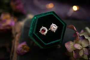 Rhodolite garnet and north star stud earrings