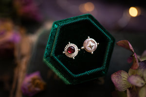 Rhodolite garnet and north star stud earrings