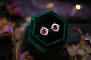 Rhodolite garnet celestial stud earrings