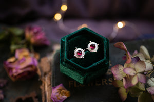 Rhodolite garnet celestial stud earrings