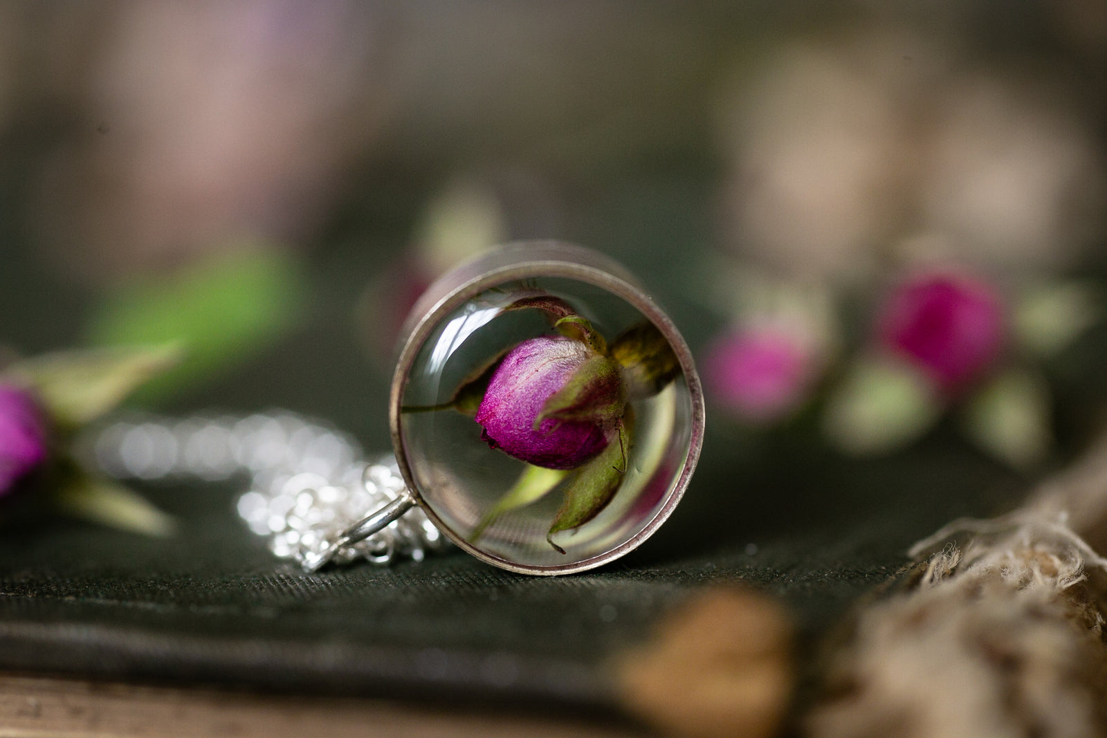 Tiny Sterling silver rosebud locket