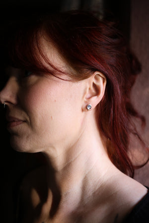 Lavender Amethyst studs with 18k gold beads