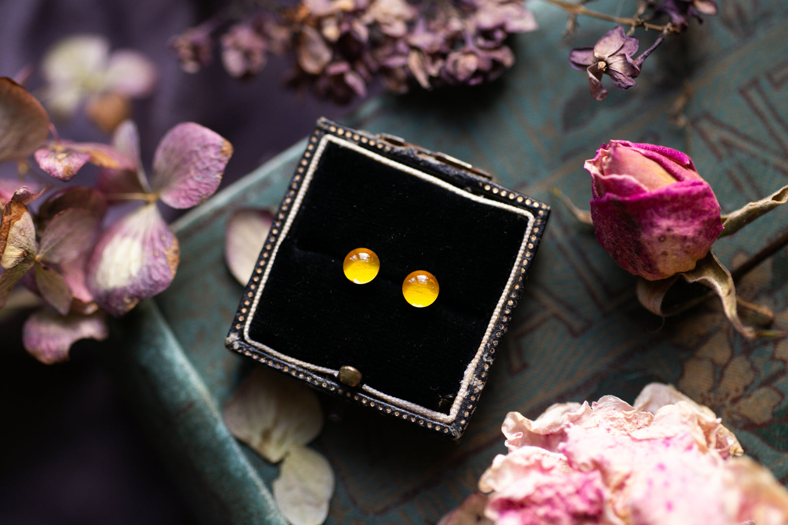Sunny yellow real Buttercup stud earrings