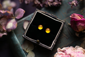 Sunny yellow real Buttercup stud earrings