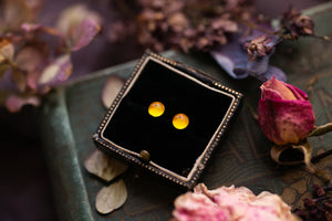 Sunny yellow real Buttercup stud earrings