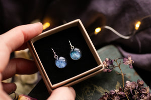 Deep blue hydrangea drop earrings