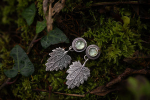 Nettle leaf & green Kyanite stud earrings