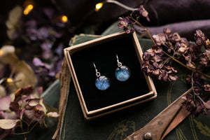 Deep blue hydrangea drop earrings