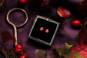 Red rose petal stud earrings