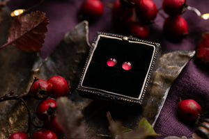 Red rose petal stud earrings