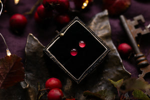 Red rose petal stud earrings