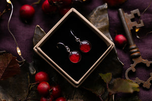 Red Blackberry leaf earrings