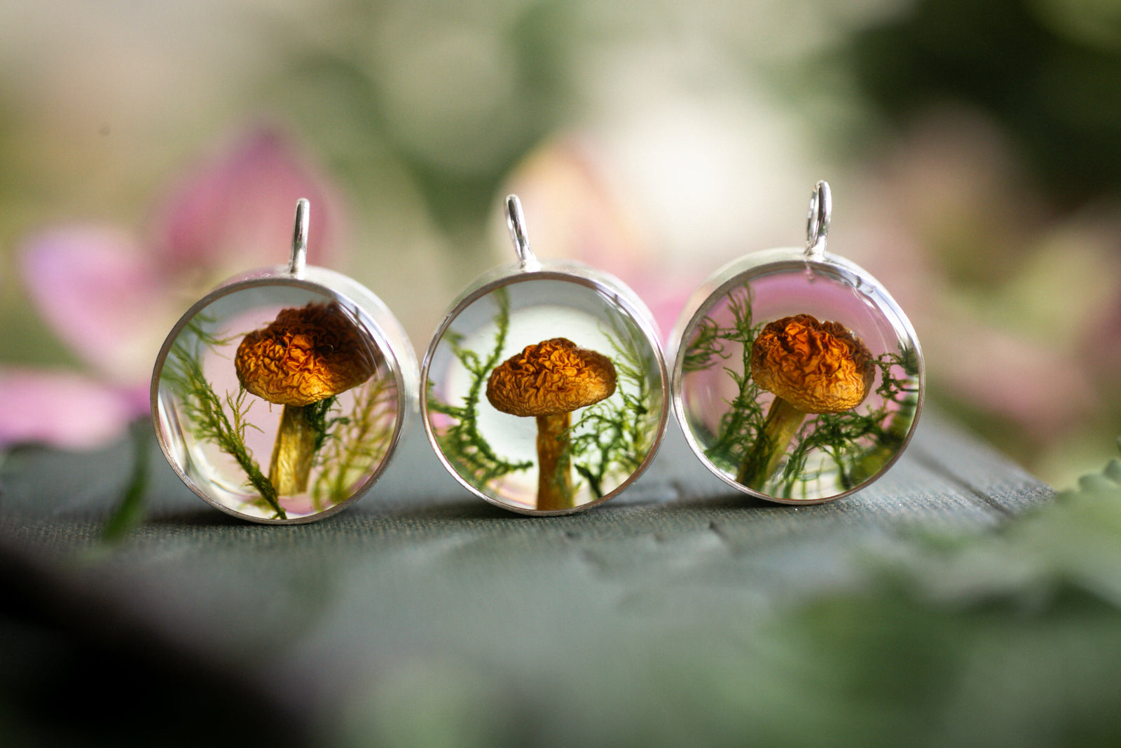 Forest mushroom shadowbox locket