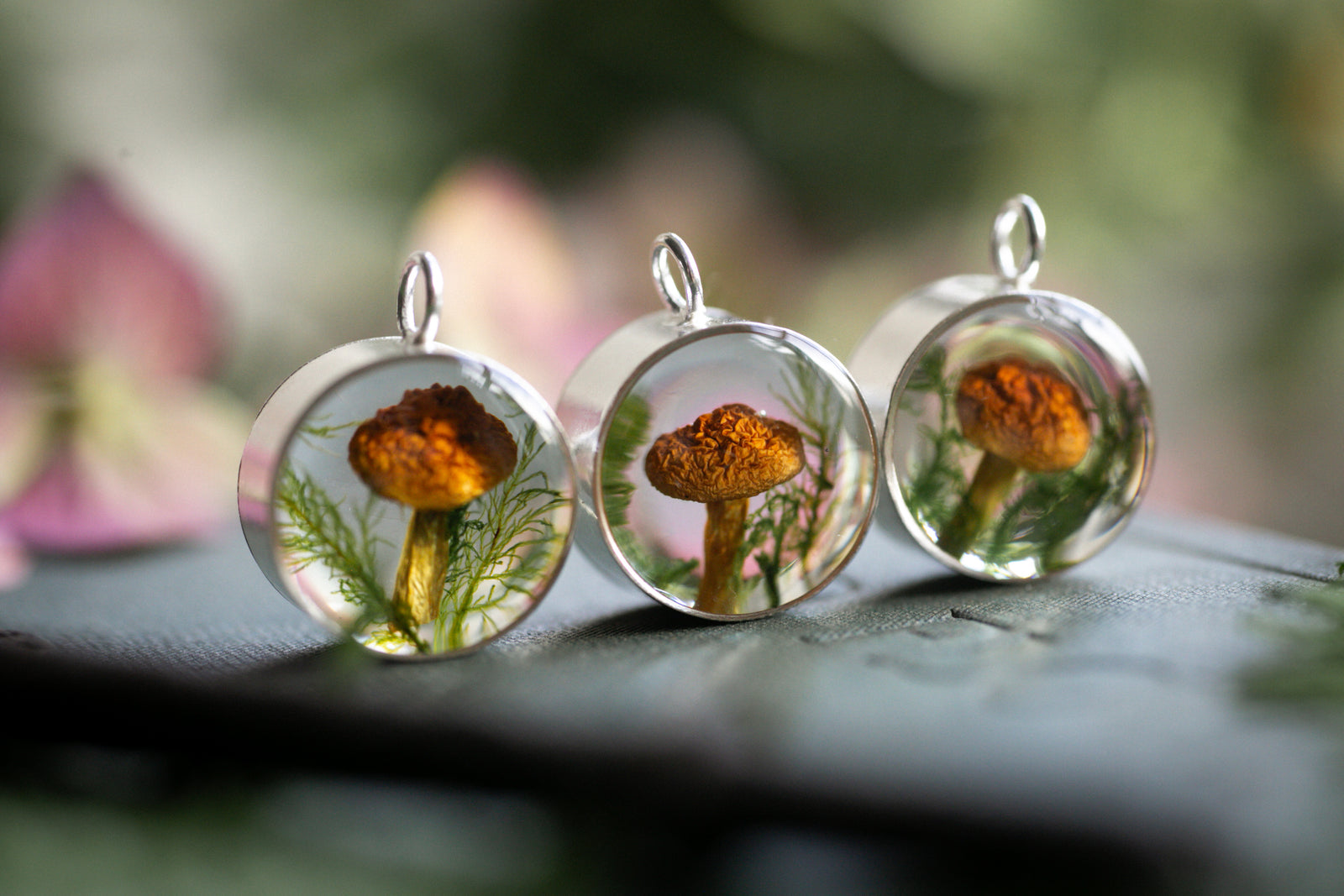 Forest mushroom shadowbox locket