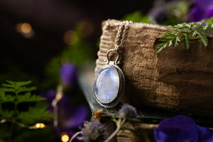 OOAK Moonstone & Snowdrop pendant