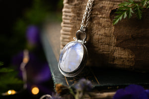OOAK Moonstone & Snowdrop pendant
