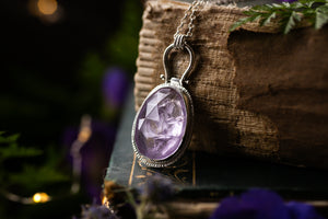OOAK Amethyst & Bluebell pendant