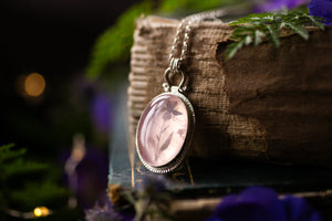 OOAK Rose Quartz & Iris pendant